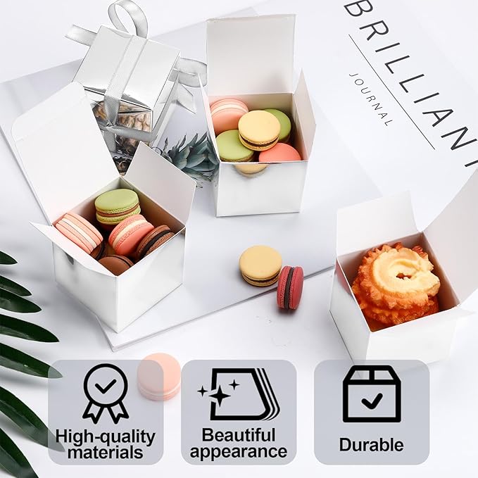 COCPOK 50 Pack Silver Gift Boxes, Small Candy Boxes - Image 3