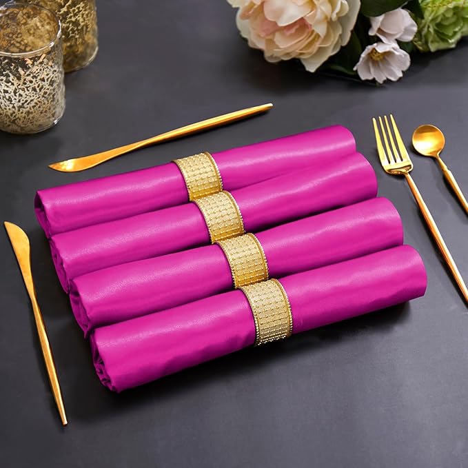 Horbaunal 30 Pack Hot Pink Satin Napkins 17 x 17 Inch, Square Soft Table Dinner - Image 3