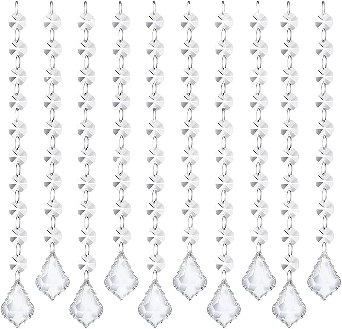 10 PCS Crystal Garland Strands, 33ft Hanging Crystal Strings by Tisspoms