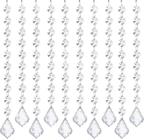 10 PCS Crystal Garland Strands, 33ft Hanging Crystal Strings by Tisspoms