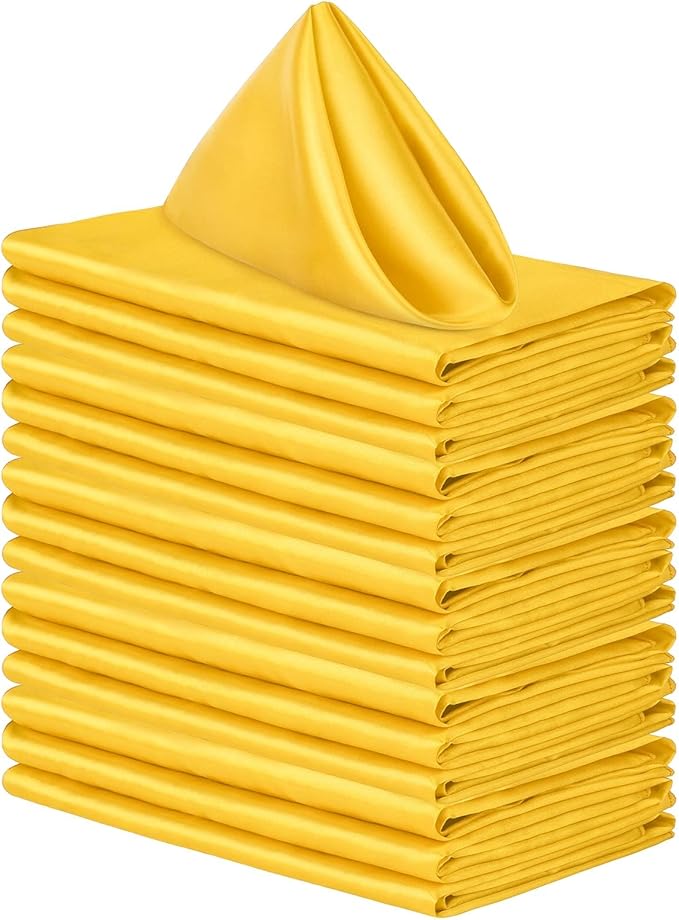 ANECO 16 Pack Square Satin Napkin Bright Silk Table Napkin Soft Smooth Fabric by Aneco