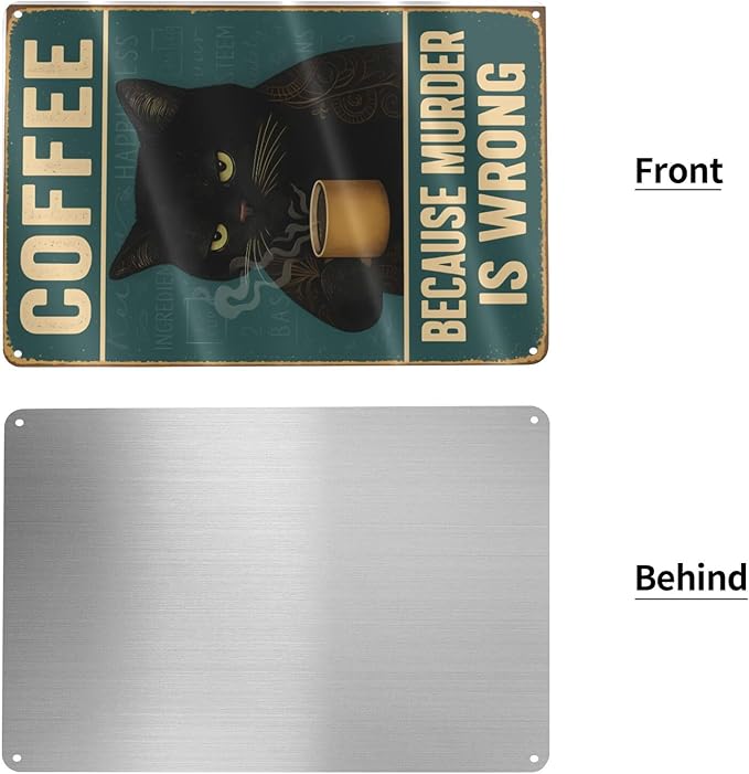 Funny Cat Coffee Metal Sign - Image 3