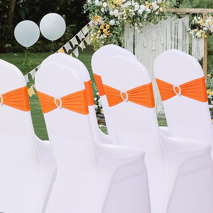 Howhic Pack of 60 Spandex Chair Sashes Bows Stretch Chair Cover Band - Image 7