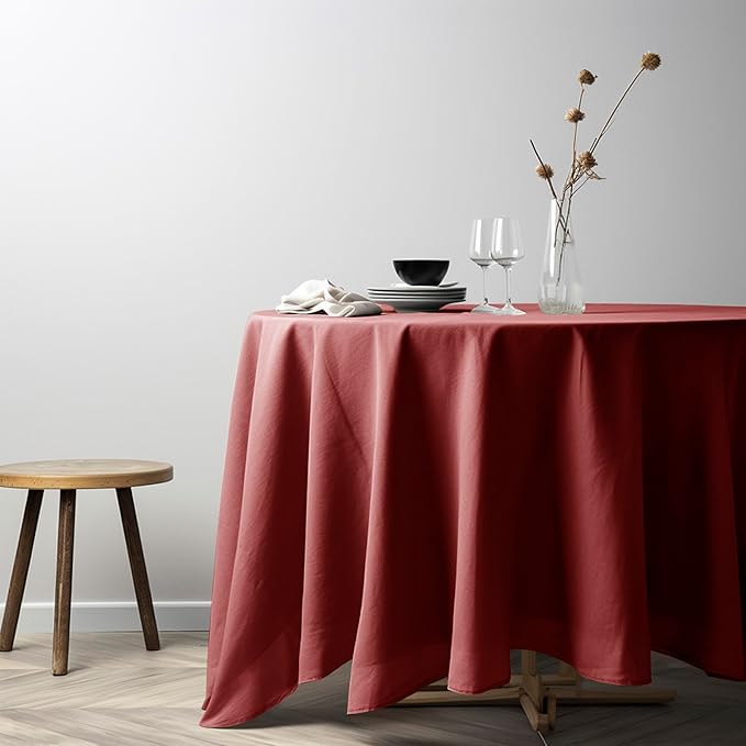 EVERLY 100% Pure Linen Round Tablecloths 108Inch Round Machine Washable by EVERLY