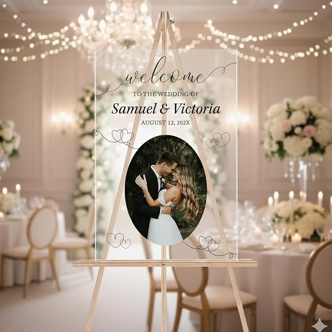Personalized Wedding Photo Acrylic Welcome Sign – Custom Picture Board - Image 3