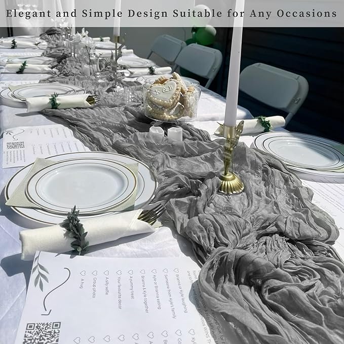 20 Pack Gray 10FT Cheesecloth Table Runner Rustic Gauze Fabric Cheese Cloth - Image 6