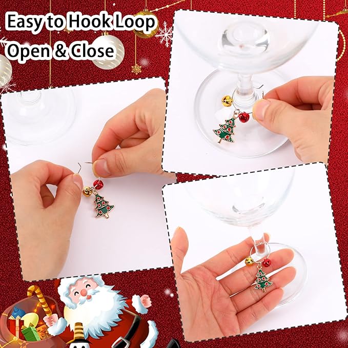SANNIX 24pcs Christmas Wine Glass Charms - Image 3