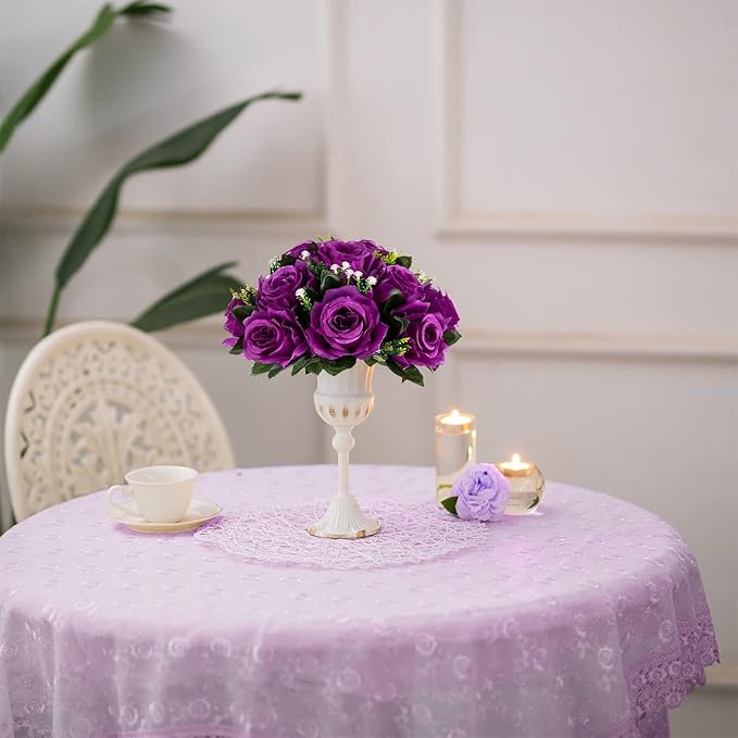 BLOSMON Flower Balls Wedding Rose Centerpieces 10 Pcs Purple Fake Flowers - Image 6