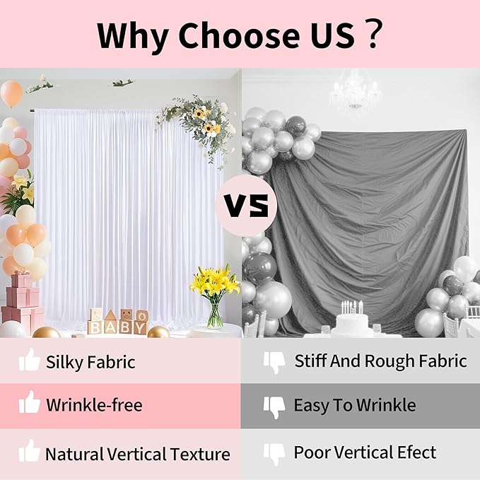 40x10ft Backdrop Curtains for Parties, 8 Panels 5x10ft Photography Backdrop - Image 5