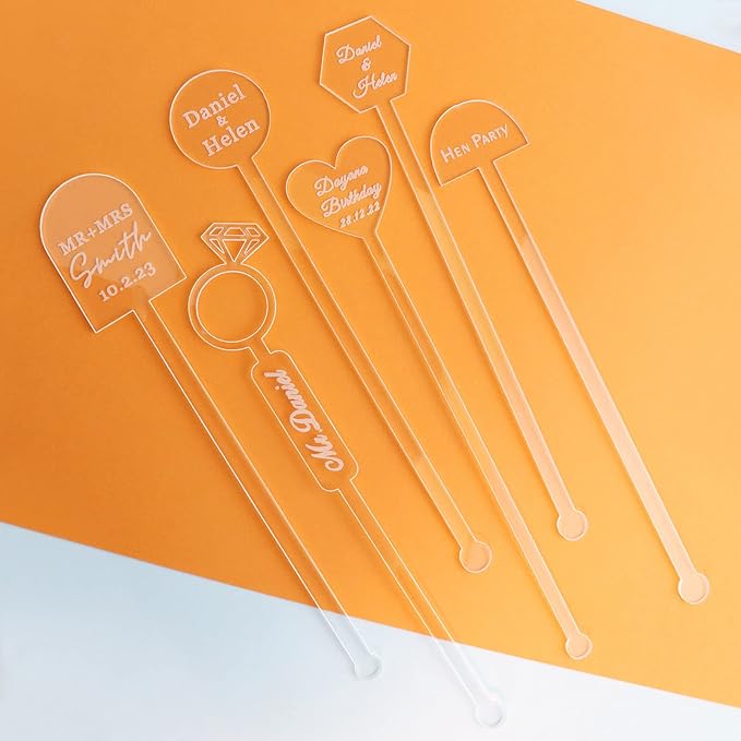 20Pcs Personalized Acrylic Stir Sticks, Custom Cocktail Swizzle Sticks Bar - Image 3