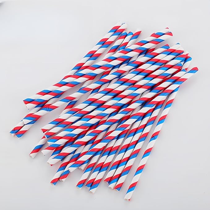 200Pcs Independence Day Paper Straws, American Flag Star Stripe Red White and - Image 7