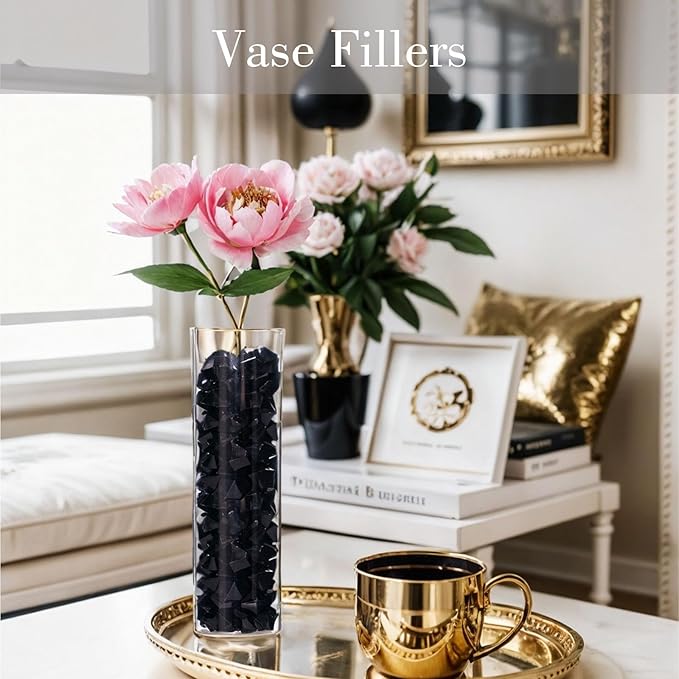 DomeStar Black Fake Ice, Vase Fillers Black Plastic Gems Marbles - Image 2