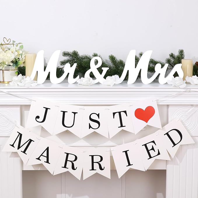 White Wooden Mr and Mrs Signs for Wedding Table, Wooden Wedding Table Signs for - Image 7