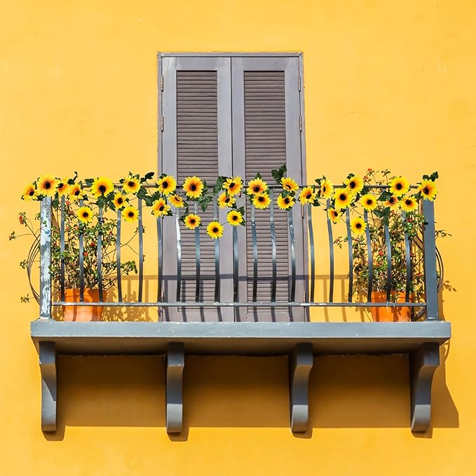 Uieke 10 Pack Artificial Sunflower Garland, 8.2ft/Pcs Silk Sunflowers - Image 2