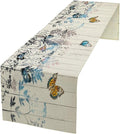 Nature Dandelion Table Runner, Rustic Floral Wood Plank Butterfly Girl Women by Kurtect