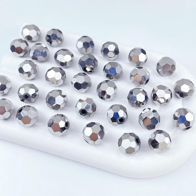 200 PCS 6mm Crystal Glass Beads Round Multiple Faceted Loose Spacer Glass Beads by Tingoons
