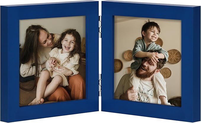 decorUhome Double 4x4 Picture Frame Vertical, Engineered Wood Bifold Photo Frame by decorUhome