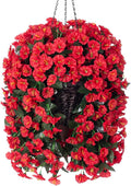 Artificial Fake Red Hanging Flowers Plants Baskets by HyeFloraartificialflowers