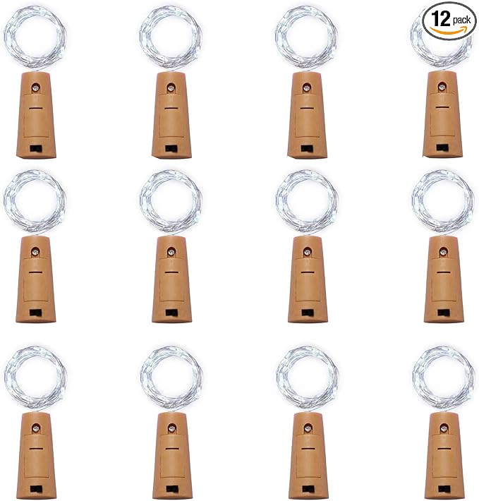 12 Pack 20 LED Wine Bottle Cork Lights, Fairy Mini String Lights Copper Wire by NiniTeLIGHTS