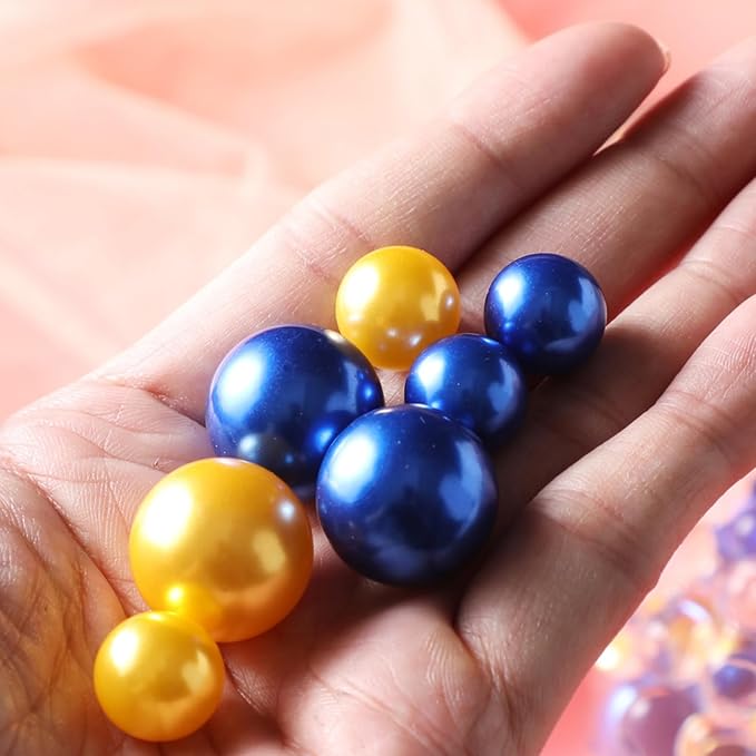 200 Pcs Vase Filler Beads Gold and Blue Pearl Beads - Image 7