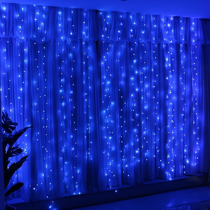 HXWEIYE 300LED Fairy Curtain Lights, 9.8x9.8Ft USB Plug-in 8 Modes Christmas by LightUpYourHomewHXWEIYE
