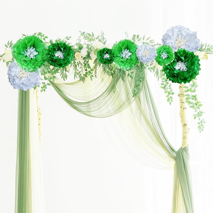 Green Paper Flowers Decoration for Boho Wedding, Bridal or Baby Showers - Image 6