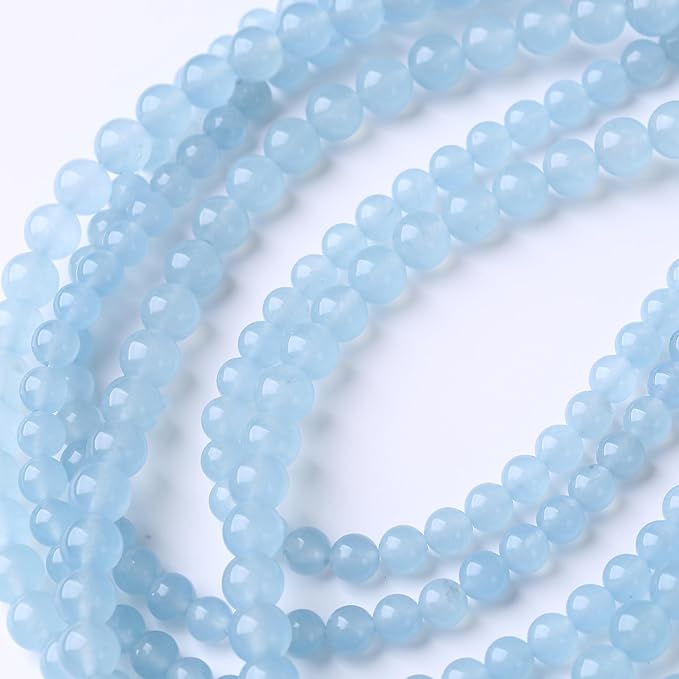 Ice Blue Chalcedony Stone Beads Gemstone Round Crystal Energy Jade Beads Stone - Image 4