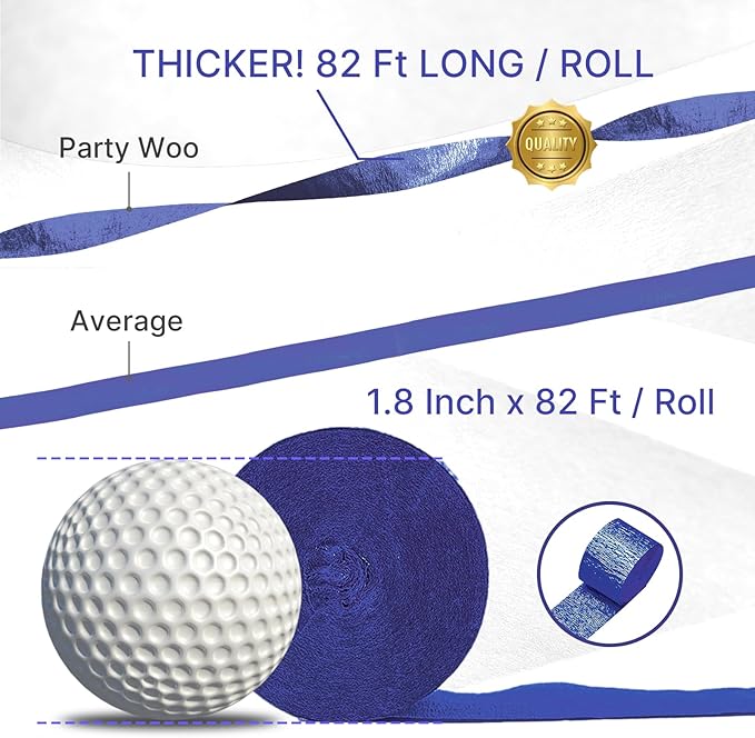 PartyWoo Crepe Paper Streamers 4 Rolls 328ft, Pack of Crepe Paper Navy - Image 3