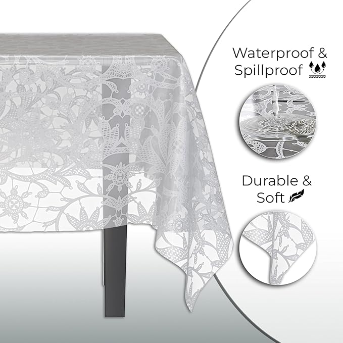 Exquisite Lace Table Cloth Rectangle Table Plastic 12-Pack Lace Tablecloth - Image 4