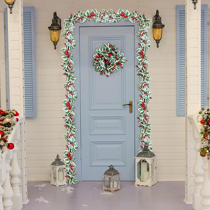 MAKHOT 6Ft Eucalyptus Garland, Artificial Red Berry Garland - Image 7