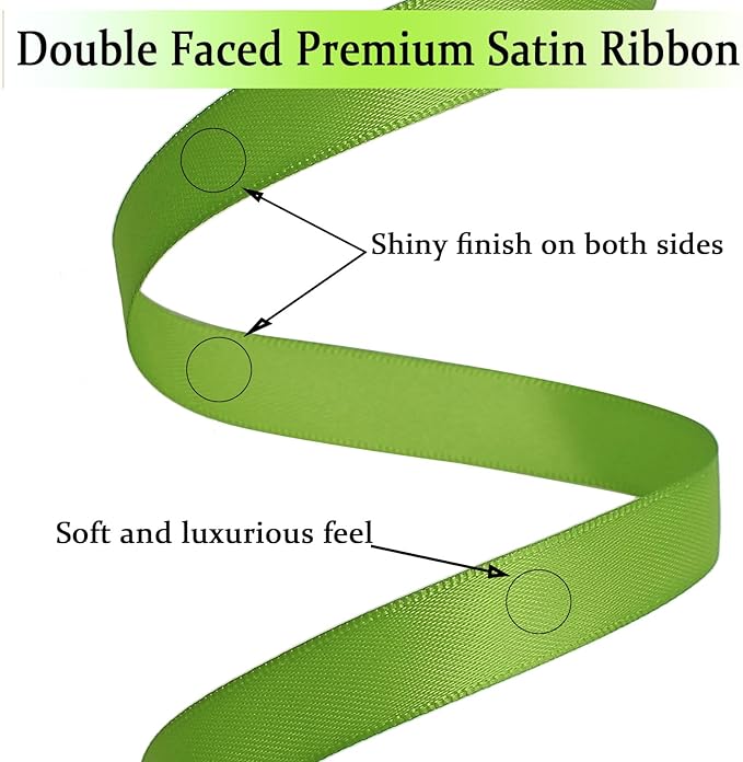 Olive Green Satin Ribbon Double Faced Satin 1/2 inch x 55Yards Polyester Ribbon - Image 3