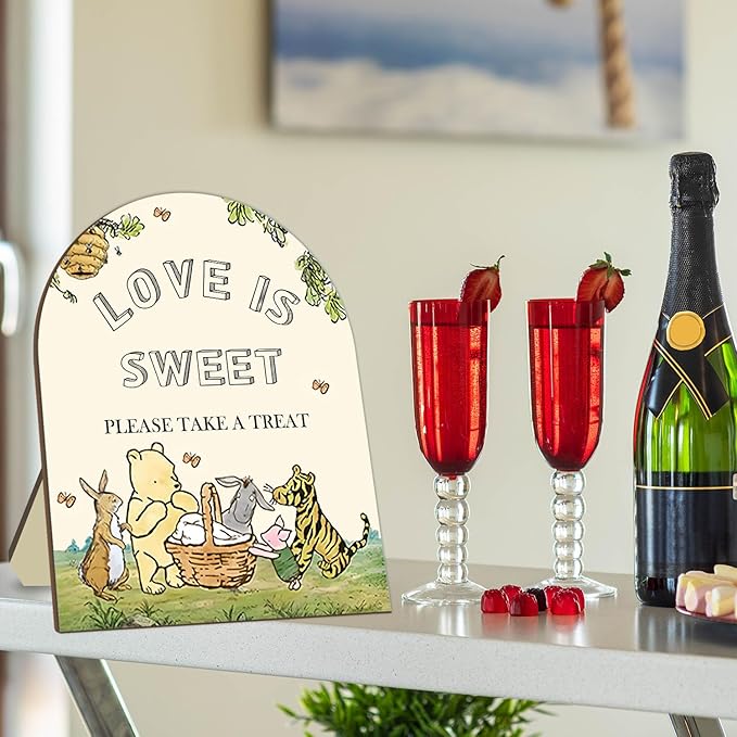 Classic Pooh Love is Sweet Please Take A Treat Sign, Winnie Decor Bridal Shower - Image 4