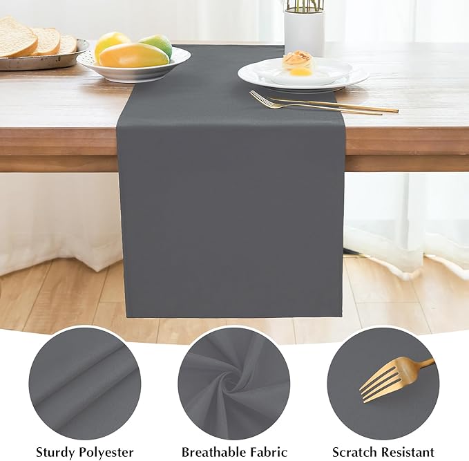 2 Pack Grey Table Runner 12 x 72 Inch Solid Color Farmhouse Runners Coffee - Image 4