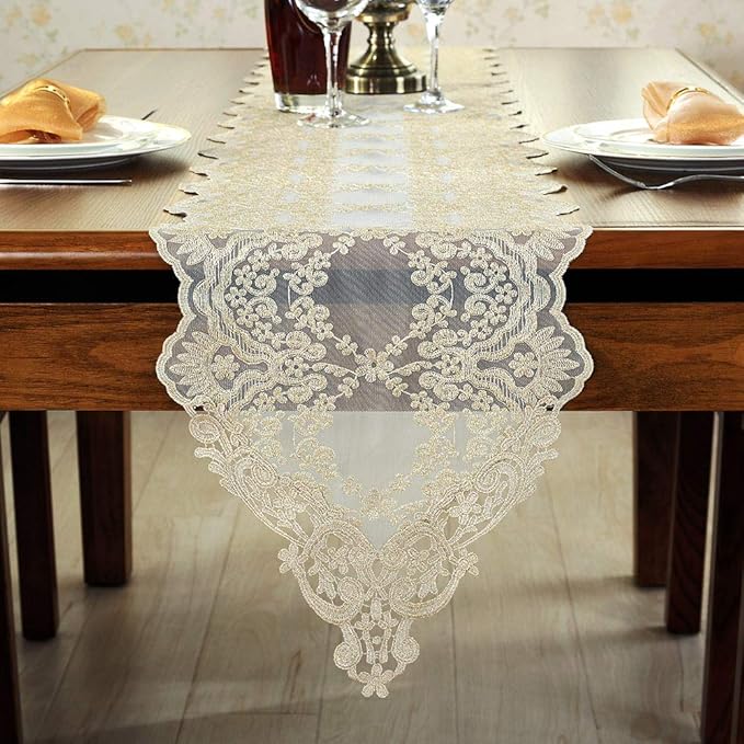 ARTABLE Rectangle Table Runner Lace Macrame Embroidered Table Runners - Image 3