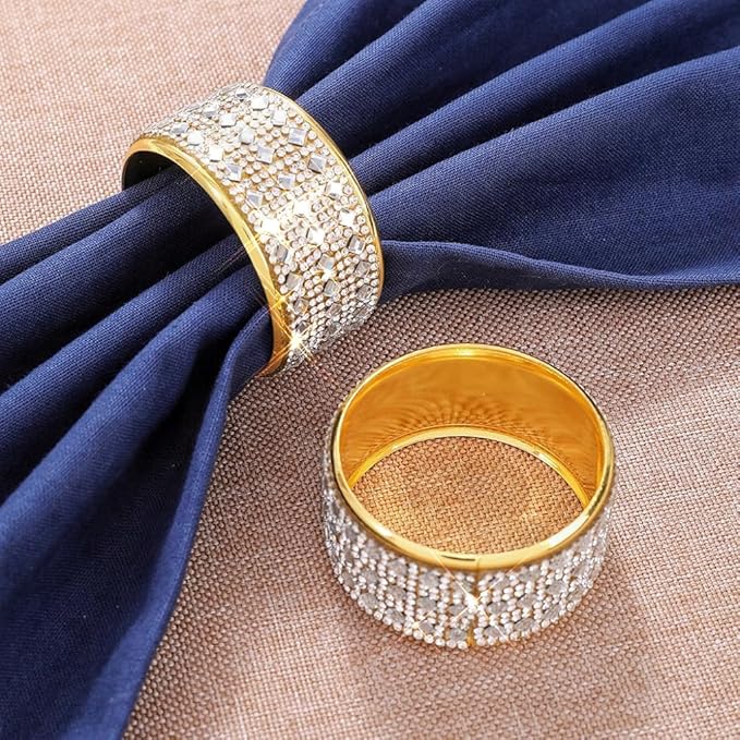 Rhinestone Napkin Ring Diamond Napkin Rings Stainless Steel Gold Crystal Napkin - Image 4