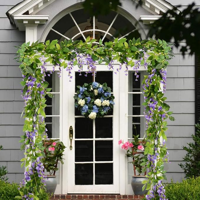DearHouse 4Pcs 6.6Ft/Piece Artificial Flowers Silk Wisteria Garland Artificial - Image 2