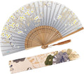 Amajiji 8.27" Hand Held Bamboo Silk Folding Fan Hand Fan, Chinese/Japanese by Amajiji
