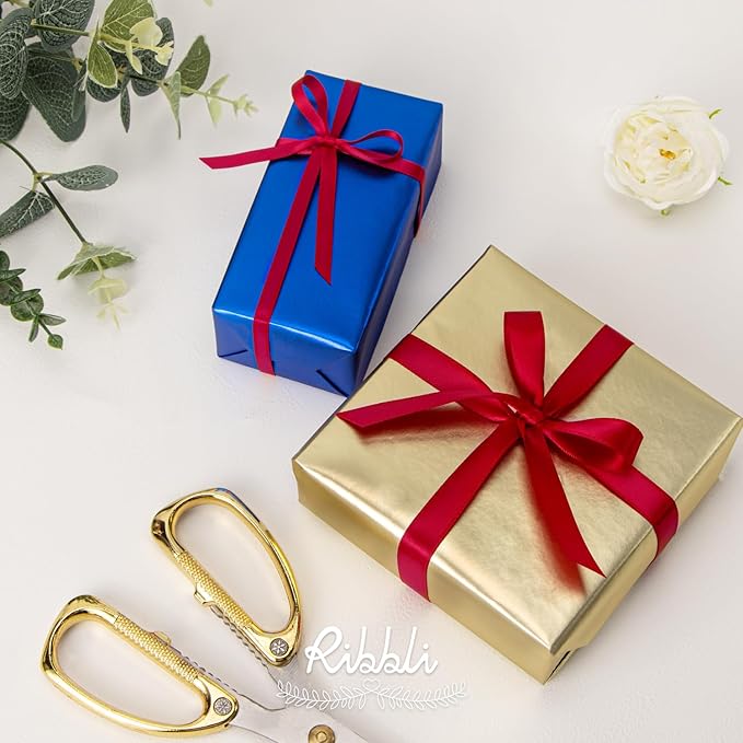 Ribbli Red Satin Ribbon Double Faced Satin 1/2 Inch x Continuous 100 Yards-Red - Image 3