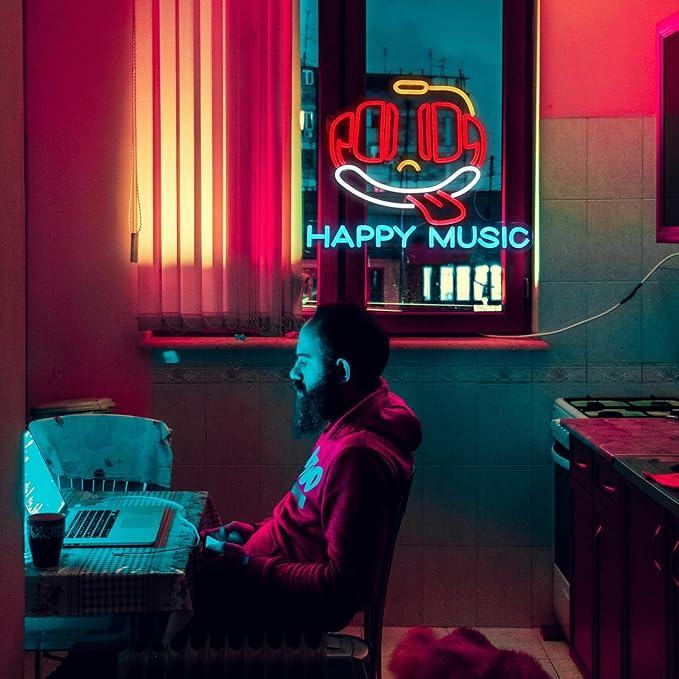 Headphone Neon Sign Dimmable Led Happy Music Neon Light - Image 6