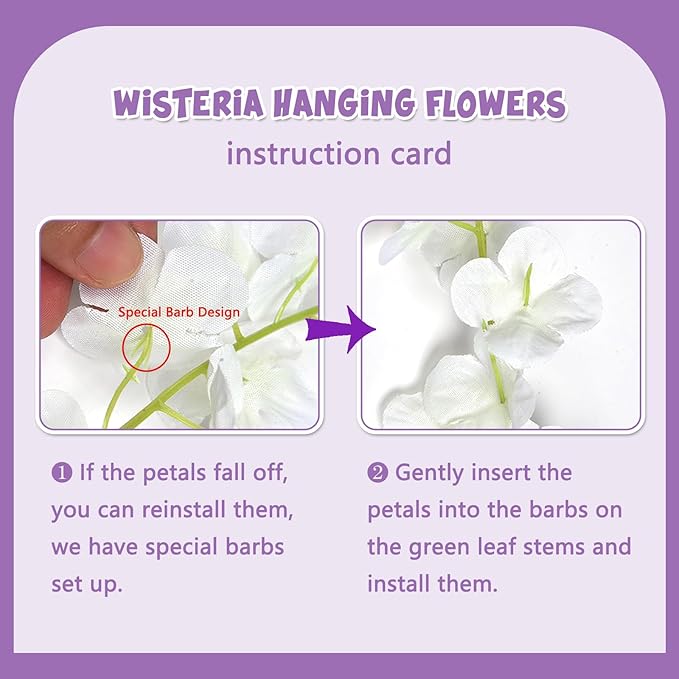 5 Pack Purple Wisteria Hanging Flowers Garland, 3.77 Feet Artificial Flower - Image 3