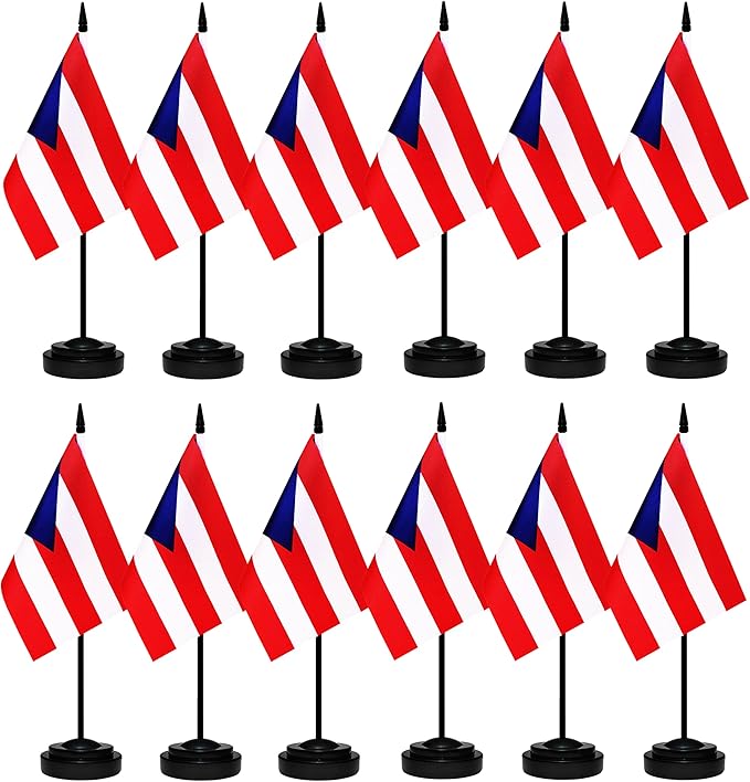 12 Pack Puerto Rico Desk Flags Set, Puerto Rican Small Mini Table Office Flags by BCLin