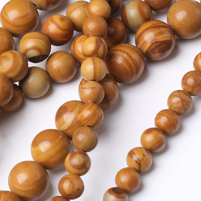 Yellow Woodgrain 4mm Stone Beads - Image 4