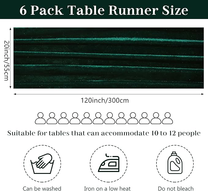 Velvet Table Runner 20 x 120 Inches 10ft Luxurious Thick Soft Velvet Christmas - Image 2