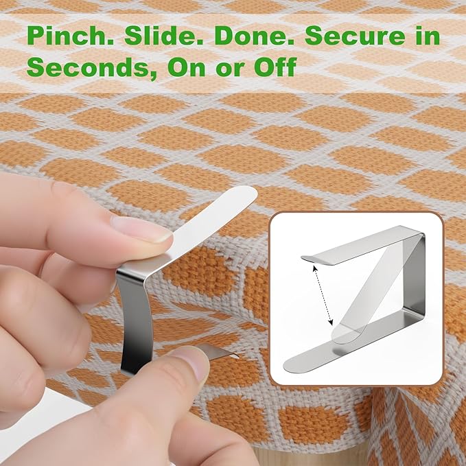 32 Pack Tablecloth Clips Heavy Duty, 2.95"x1.77" Stainless Steel Rust Proof - Image 3