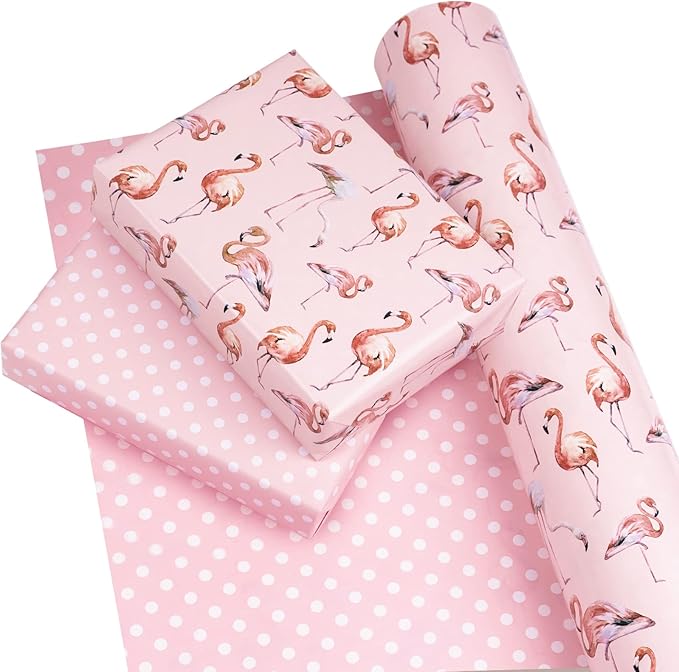WRAPAHOLIC Reversible Flamingo Wrapping Paper - Image 2