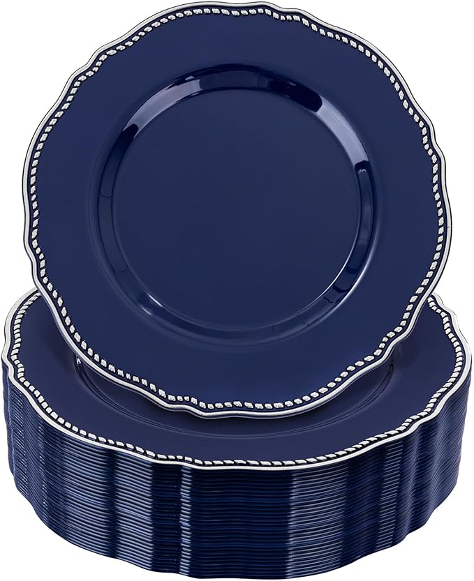 Hioasis 60pcs Blue Plastic Plates by Hioasis