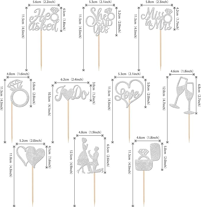 30 PCS He Asked She Said Yes Cupcake Toppers Engagement Cupcake Toppers Miss to - Image 2