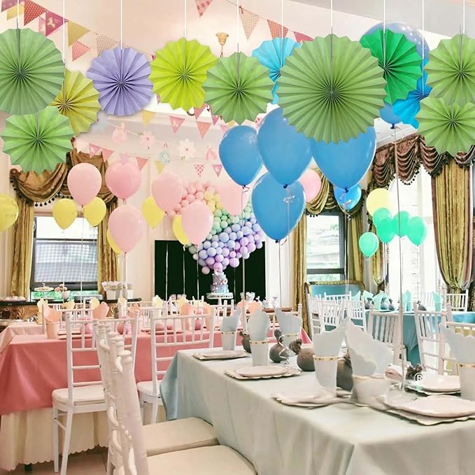 BARTHEW Green Hanging Paper Fans, 30 Pack, DIY Set, Minimalist Modern Style - Image 7