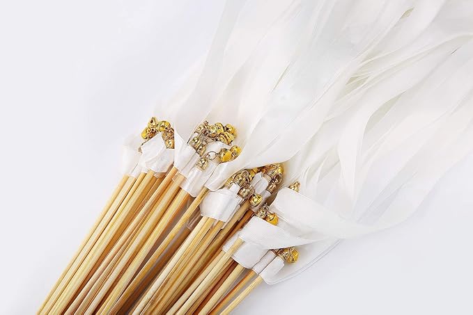 50pcs Ribbon Stick Wands Off White Streamers - Image 2