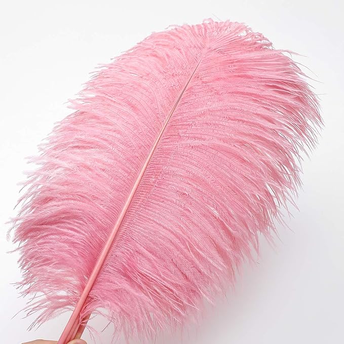 12pcs Natural Lotus Pink Ostrich Feathers 12-14inch - Image 2